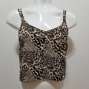 Silence + Noise top Small leopard cheetah animal print exposed zipper back crop